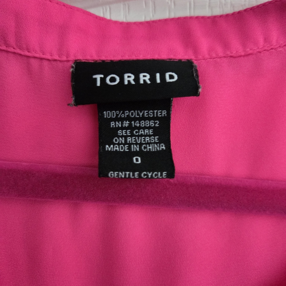 NWOT Torrid Neon Pink Chiffon Blouse- 0x - Picture 6 of 6